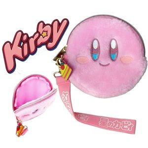 Officially Licensed Nintendo Pink Kirby Faux Fur Coin Pouch Wristlet Purse New!